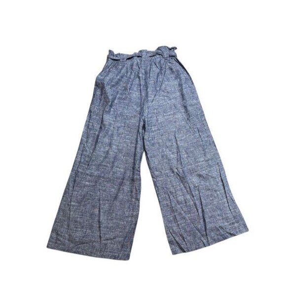 Max Studio Linen Pants Womens Size Small Paperbag Belted Waist Wide Leg Cropped - Picture 3 of 8